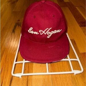 Ben Hogan Red Golf Hat Men's Adjustable Strapback Ball‎ Cap ~ White Logo